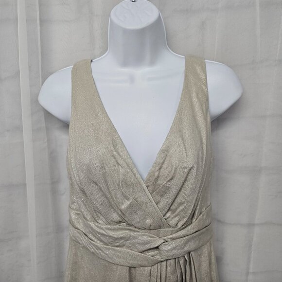 J. Crew Dress Pewter Babydoll Sleeveless Shimmery Linen Blend Ruched 6 NWT - Picture 2 of 11